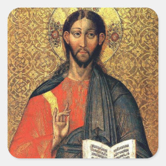 Christus Pantocrator Orthodoxe Icoon 16e eeuw  Vierkante Sticker