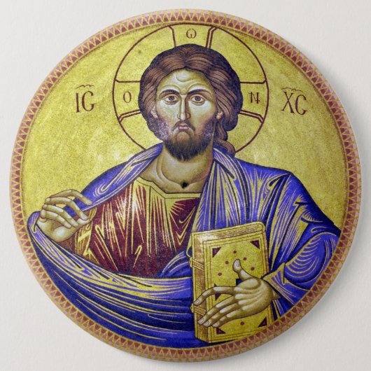 Christus Pantocrator Ronde Button 6,0 Cm (Voorkant)