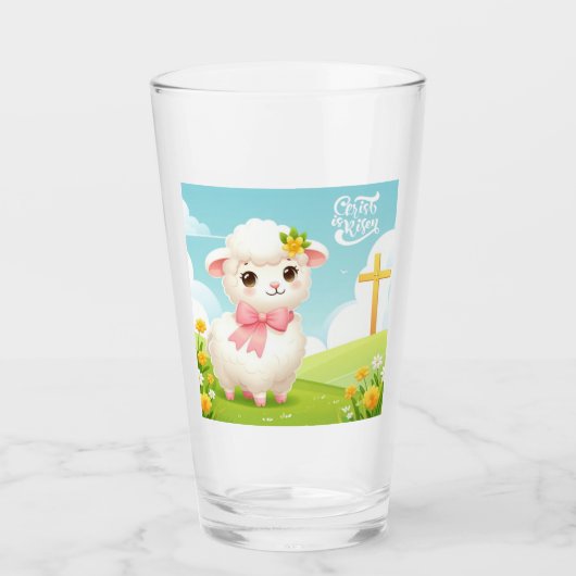 Christus/Pasen/lam/kruis Glas (Voorkant)