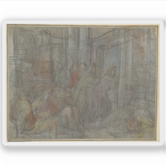 Christus Rijden de Geldwisselaars van de tempel Sticker (Voorkant)