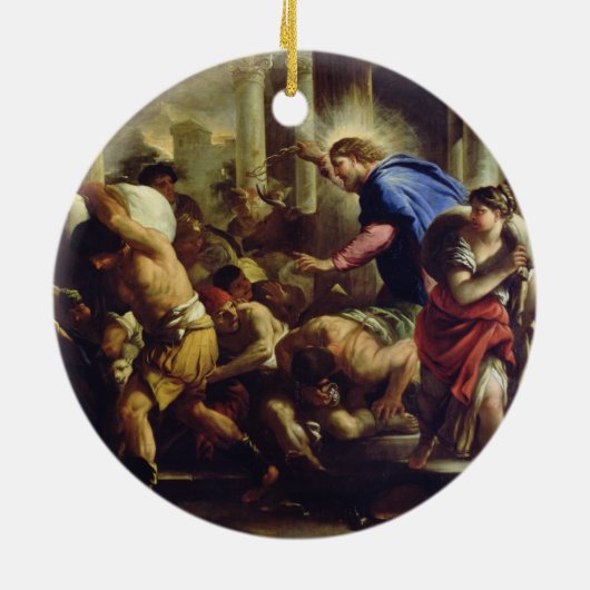 Christus Rijden de Merchants van de tempel Keramisch Ornament (Achterkant)