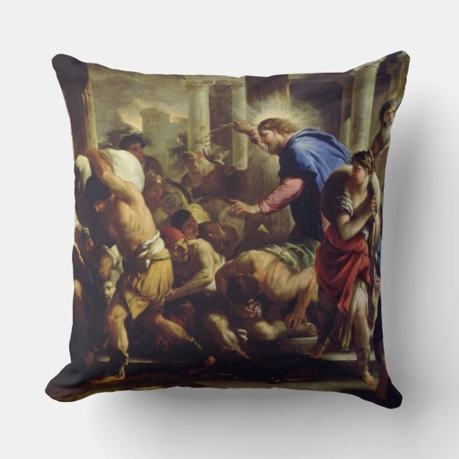 Christus Rijden de Merchants van de tempel Kussen (Voorkant)