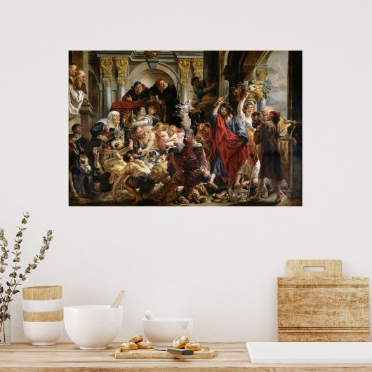 Christus Rijden de Merchants van de tempel Poster (Keuken)