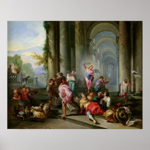 Christus Rijden de Merchants van de tempel Poster
