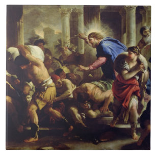 Christus Rijden de Merchants van de tempel Tegeltje