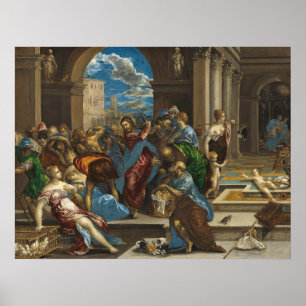 Christus schoonmaken - El Greco, Grieks Poster met