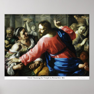 Christus schoonmaken van de tempel door Bernardino Poster