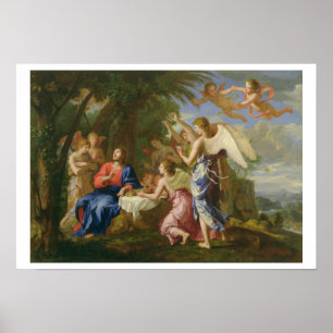 Christus Served by the Angels, c.1650 (olie op can Poster