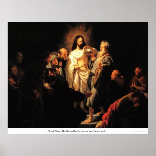 Christus Shows Zijn wond door Harmensz Van Rembran Poster (Voorkant)