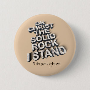 Christus Solid rock Christelijke Bijble quote typo Ronde Button 5,7 Cm