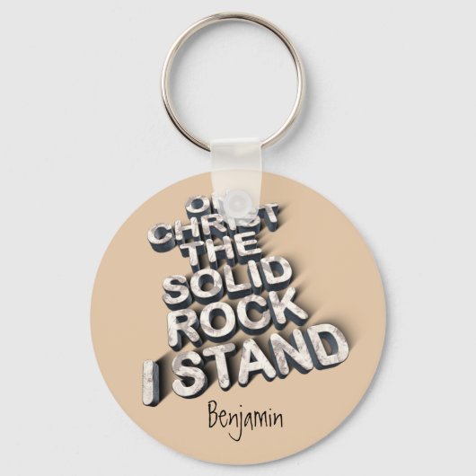 Christus Solid rock Christelijke Bijble quote typo Sleutelhanger (Voorkant)