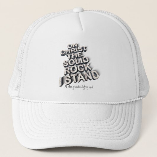 Christus Solid rock Christelijke Bijble quote typo Trucker Pet (Voorkant)