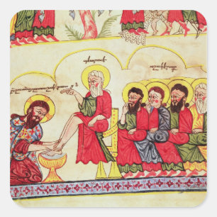 Christus spoelde de disciples voeten vierkante sticker