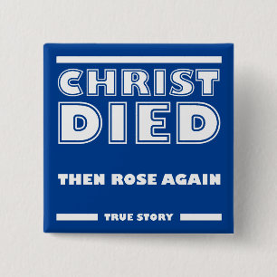 Christus Stierf Opnieuw Echte Christelijke Geschie Vierkante Button 5,1 Cm