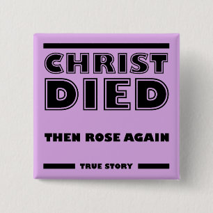 Christus Stierf Opnieuw Echte Christelijke Geschie Vierkante Button 5,1 Cm