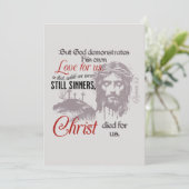 Christus stierf voor ons Romeinen 5:8 Feestdagenkaart (Staand voorkant)