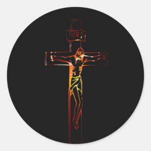 Christus sur croix Black Edition Ronde Sticker