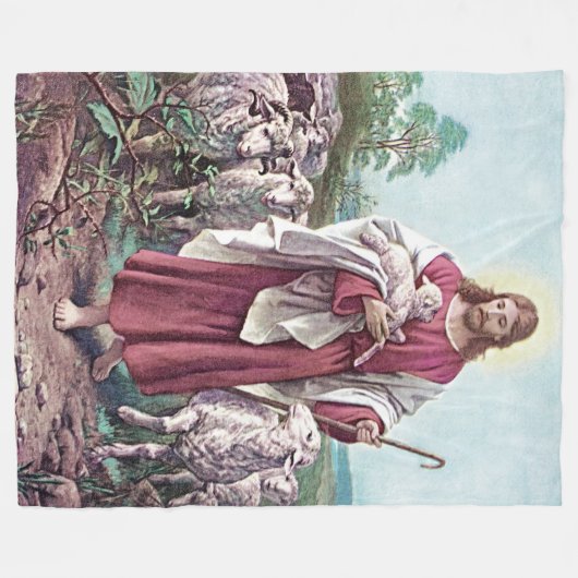 Christus The Good Shepherd Bernard Plockhorst 1878 Fleece Deken (Voorkant (Horizontaal))