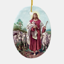 Christus The Good Shepherd Bernard Plockhorst 1878 Keramisch Ornament