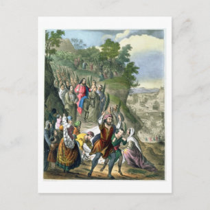 Christus Triumphal Entry in Jeruzalem, uit een bi Briefkaart