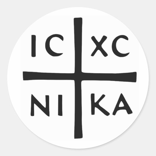 Christus verovert — IC-XC NI-KA Ronde Sticker (Voorkant)