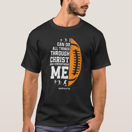 Christus versterkt me Religieuze Christelijke Rugb T-shirt (Voorkant)