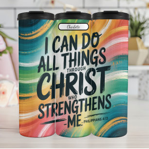 Christus versterkt mij: Filippenzen 4:13 Thermosbeker