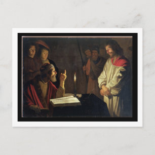 Christus voor Caiaphas (olie op canvas) Briefkaart