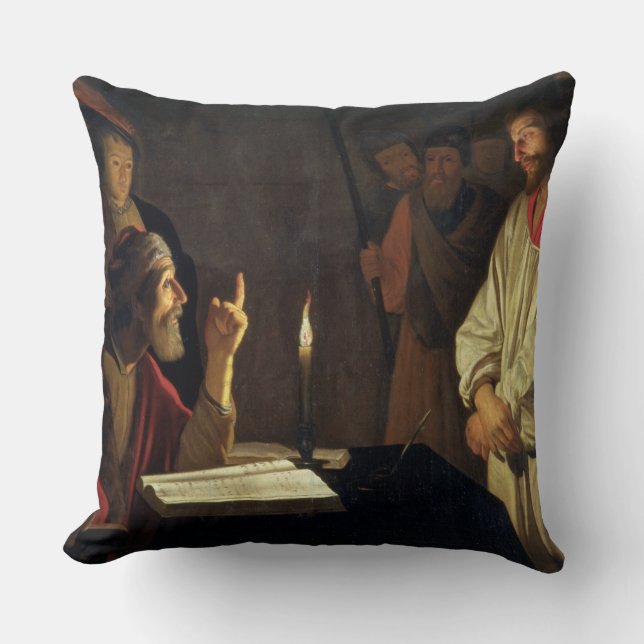 Christus voor Caiaphas (olie op canvas) Kussen (Voorkant)