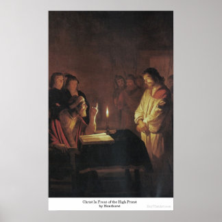 Christus Voor de Hoge Priester door Honthorst Poster
