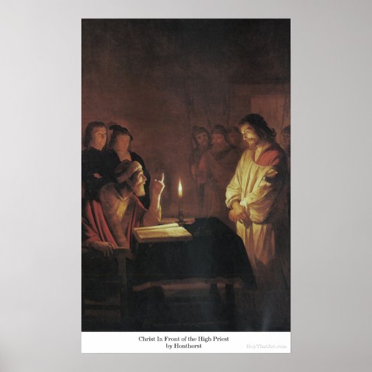 Christus Voor de Hoge Priester door Honthorst Poster (Voorkant)