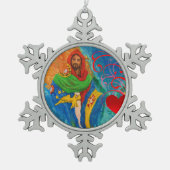 Christus voor Portugal Tin Sneeuwvlok Ornament (Voorkant)
