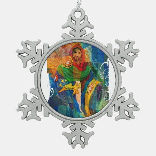 Christus voor Portugal Tin Sneeuwvlok Ornament (Voorkant)