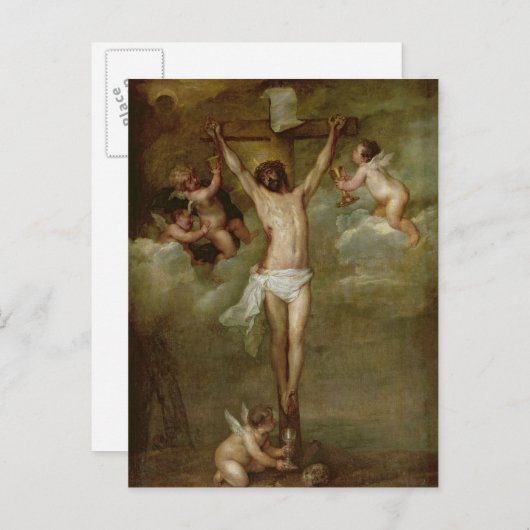 Christus was door engelen aanwezig die miskelken briefkaart (Voorkant / Achterkant)