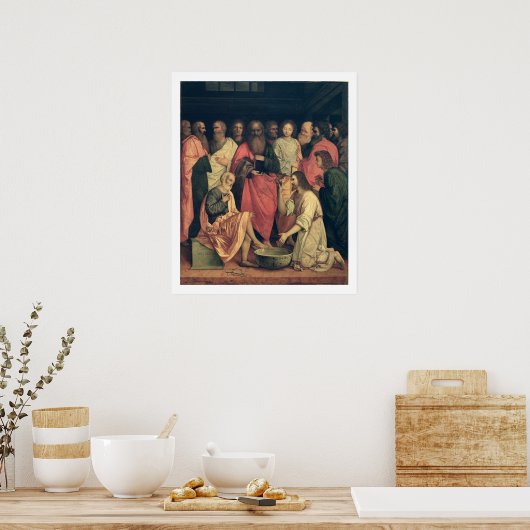 Christus Wast de voeten van de Disciples Poster (Keuken)