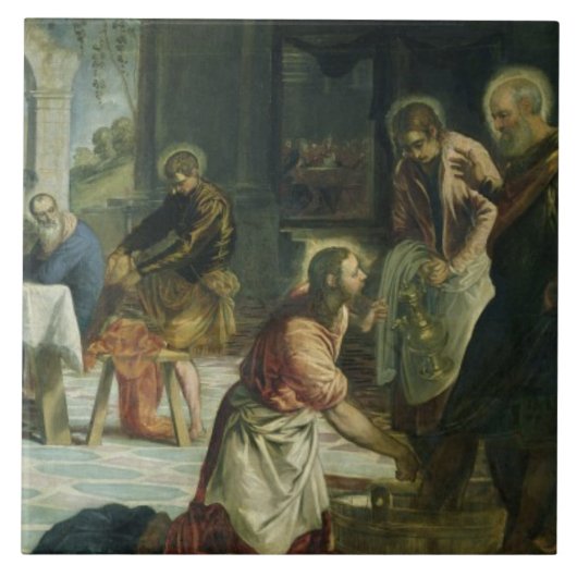Christus Wast the Disciples' Feet, c.1547 Tegeltje (Voorkant)