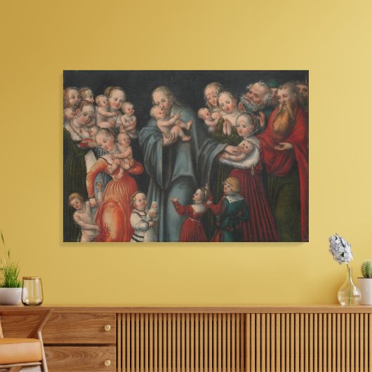 Christus Zegen de Kinderen Wall Art Canvas Print (Insitu (Woonkamer))