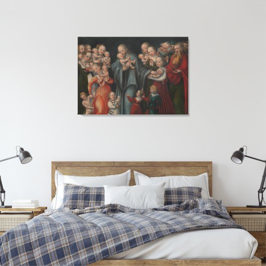 Christus Zegen de Kinderen Wall Art Canvas Print (Insitu (Slaapkamer))