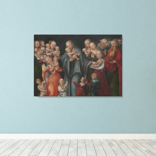 Christus Zegen de Kinderen Wall Art Canvas Print (Insitu (Houten vloer))