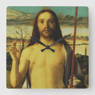 Christus zegent door Giovanni Bellini Vierkante Klok