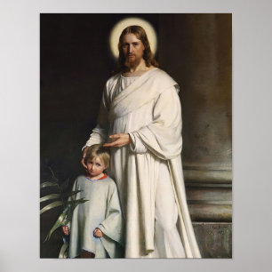 Christus zegent het kleine kind, Carl Bloch Print