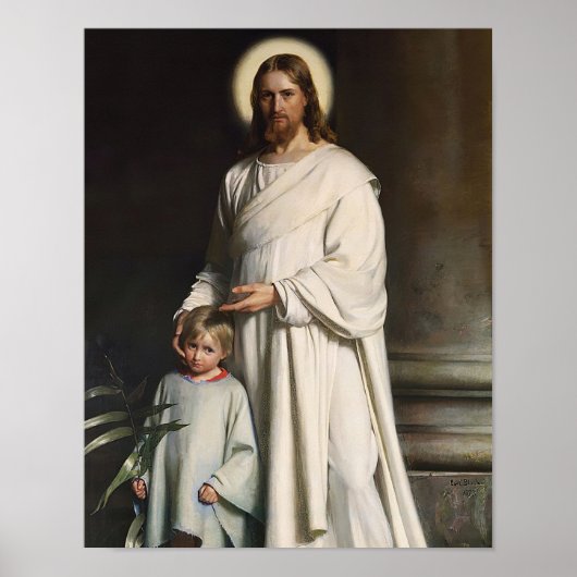 Christus zegent het kleine kind, Carl Bloch Print (Voorkant)