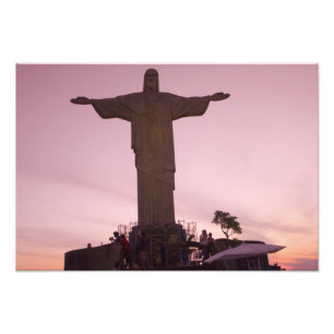 Christusbeeld bij Corcovado, nabij de buitenwijken Foto Afdruk