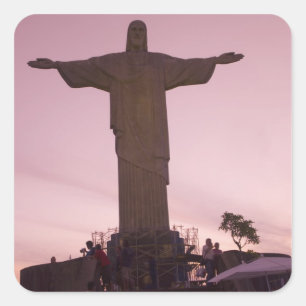 Christusbeeld bij Corcovado, nabij de buitenwijken Vierkante Sticker