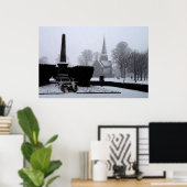 Christuskerk en Memorial in de sneeuwse Waterverf Poster (Thuiskantoor)