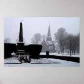 Christuskerk en Memorial in de sneeuwse Waterverf Poster (Voorkant)
