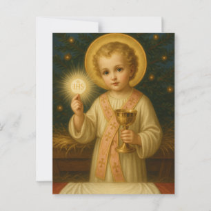 Christuskind met Eucharistie Kerst Heilige Kaart