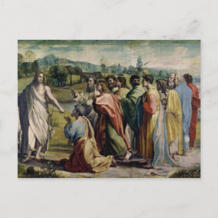 Christus's Charge aan St. Peter (cartoon voor de v Briefkaart