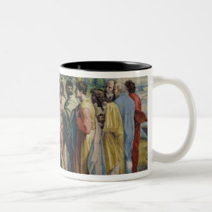 Christus's Charge aan St. Peter (cartoon voor de v Tweekleurige Koffiemok