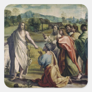 Christus's Charge aan St. Peter (cartoon voor de v Vierkante Sticker